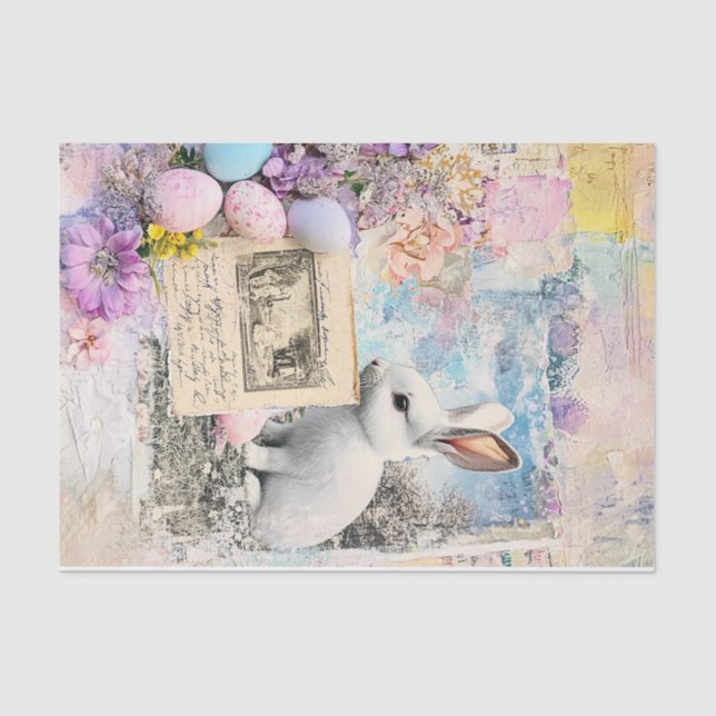 Springtime Easter: Bunny, Blooms, and Painted Eggs Tissue Paper (Front)