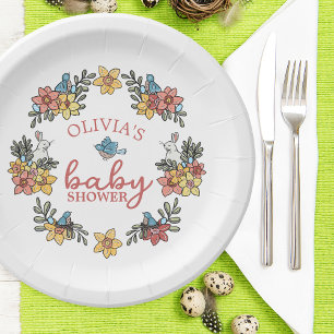 Springtime Easter Wreath Baby Shower Paper Plate
