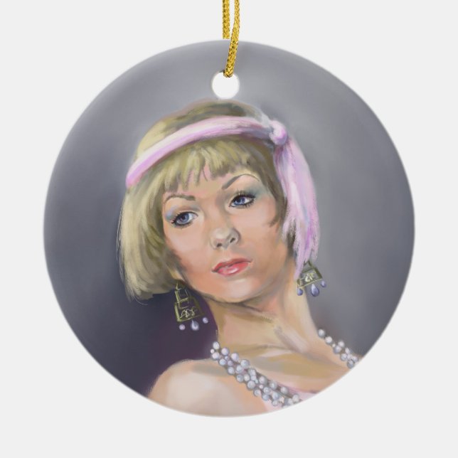 Springtime Flapper Circle Ornament (Front)