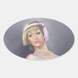 Springtime Flapper Oval Sticker