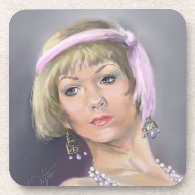 Springtime Flapper Portrait Cork Dessous de verre (Devant)