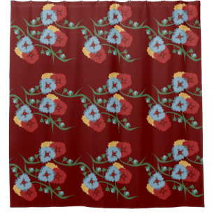 Springtime Floral Botanical Colourful Burgandy