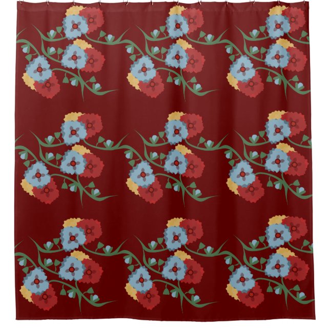 Springtime Floral Botanical Colourful Burgandy (Front)