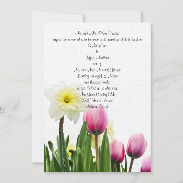 Springtime Floral Wedding Invitation (Front)