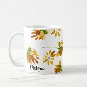 Springtime Florals Hand Watercolor Mom Name Coffee Mug