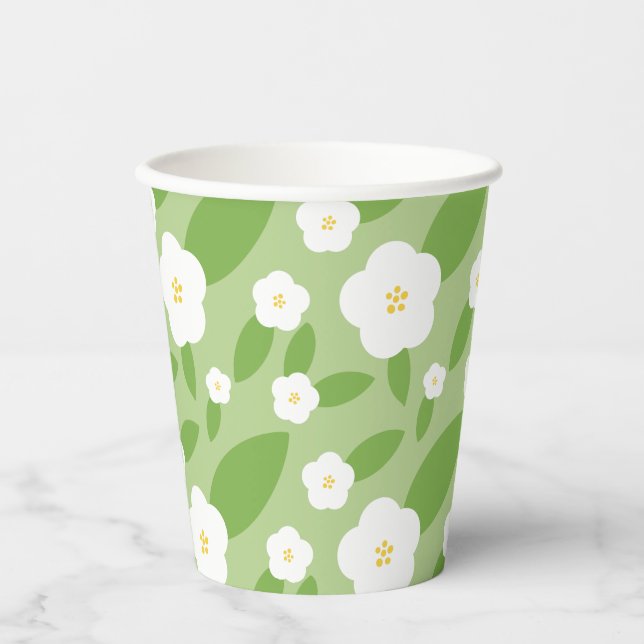 Springtime Gingham & Blooms Baby Shower Theme Paper Cups (Front)