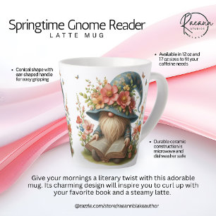 Springtime Gnome Reader Latte Mug