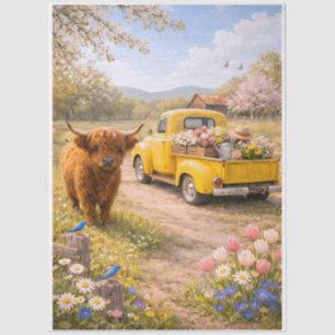 Springtime Highland Cow  Tissue Paper