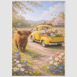 Springtime Highland Cow  Tissue Paper