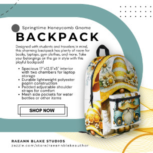 Springtime Honeycomb Gnome Custom-Designed Printed Backpack