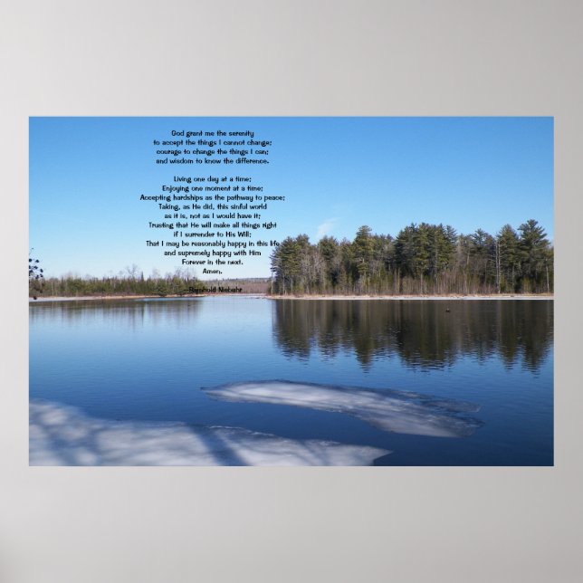 Springtime Icy River scene with serenity prayer Poster (Front)