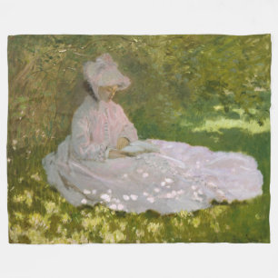 Springtime, Impressionist Portrait, Claude Monet Fleece Blanket