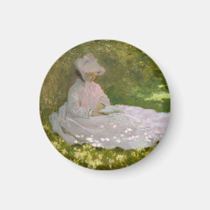 Springtime, Impressionist Portrait, Claude Monet Magnet