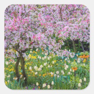 Springtime in Claude Monet's garden Square Sticker
