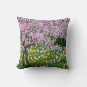 Springtime in Claude Monet's garden Throw Pillow