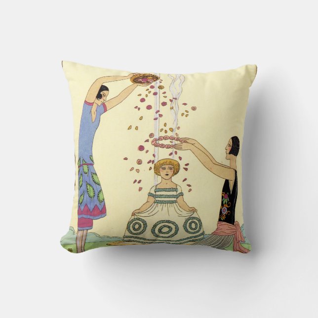 Springtime in France Art Deco Throw Pillow (Front)
