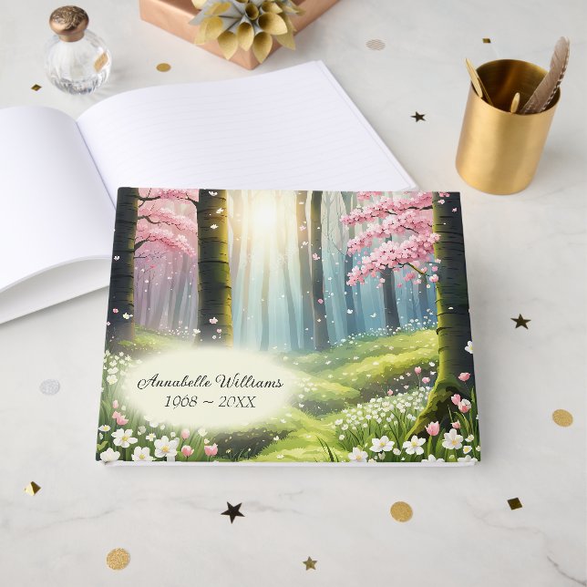 Springtime In The Forest for Memorial Service Guest Book (Front Open)