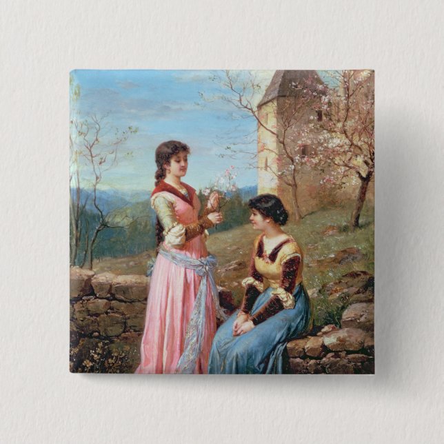 Springtime in Tuscany 2 Inch Square Button (Front)
