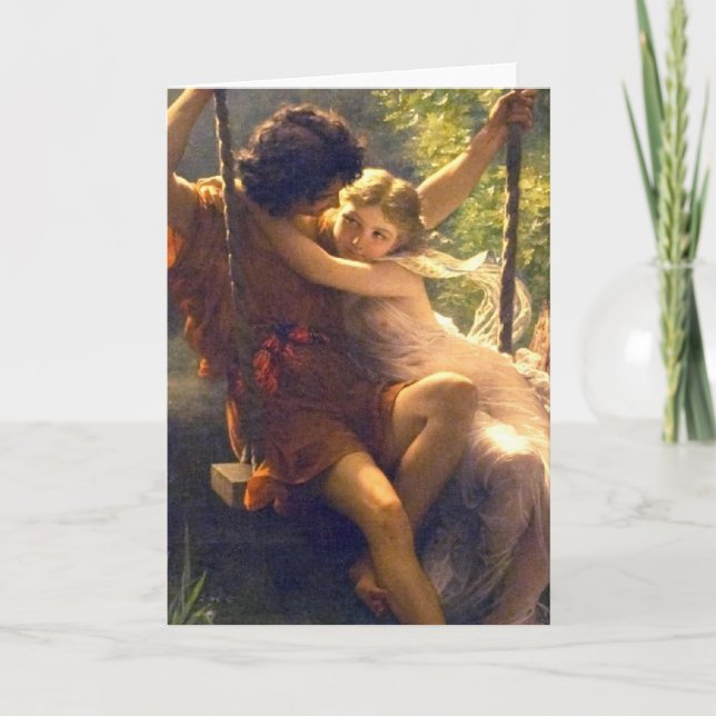 Springtime ~ Lovers on Swing Painting Card (Front)