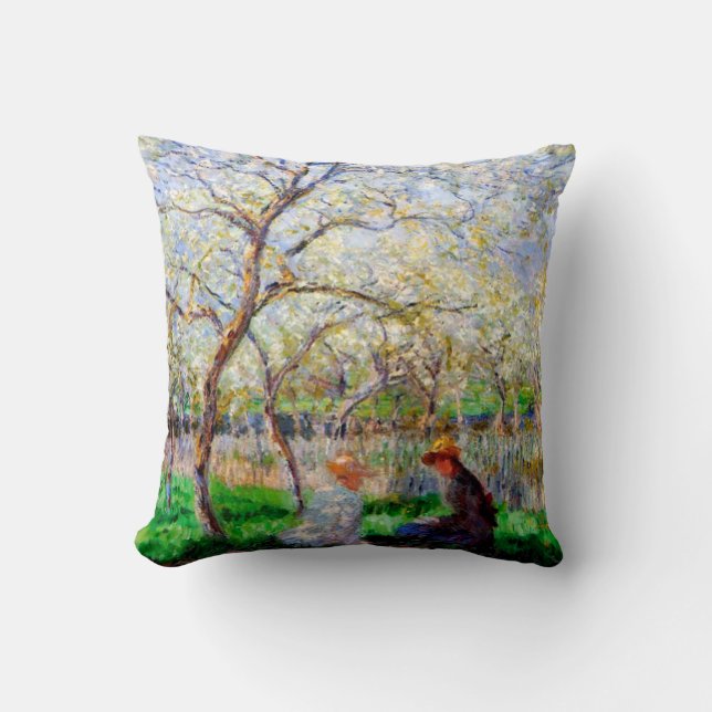 Springtime, Monet Throw Pillow (Front)
