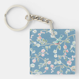Springtime Pattern - Birds & Flowers Keychain
