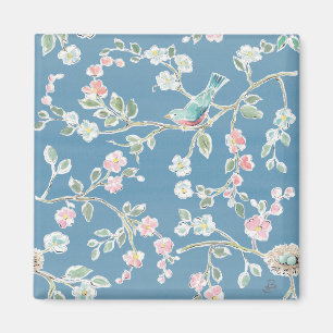 Springtime Pattern - Birds & Flowers Magnet