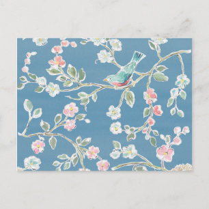 Springtime Pattern - Birds & Flowers Postcard