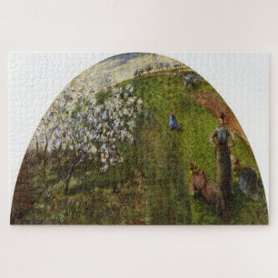 Springtime, Peasants in a Field (1882) by Pissarro Jigsaw Puzzle