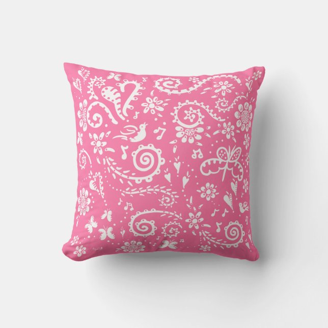 Springtime pillow in pink and white (Front)