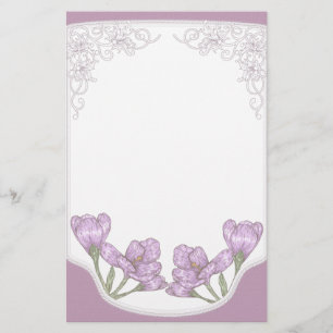 Springtime Purple Crocus Flowers Stationery