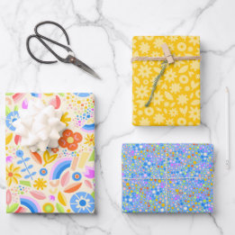 Springtime Rainbows and Dots Wrapping Paper Sheet