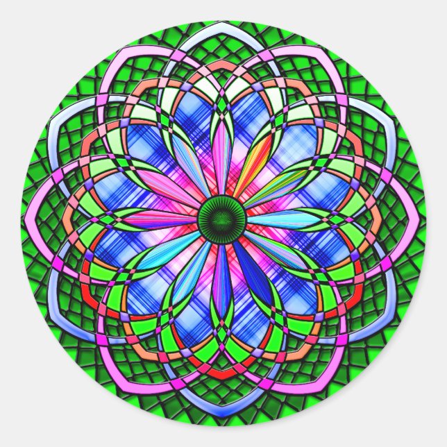 Springtime Spiral Flower Classic Round Sticker (Front)