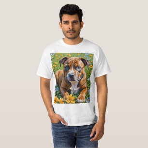 Springtime Staffordshire Bull Terrier Puppy, T-Shirt