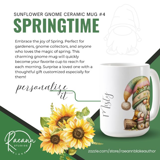 Springtime Sunflower Gnome Ceramic Mug (Creator Uploaded)