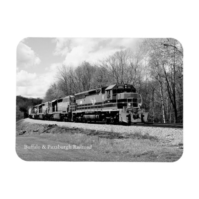 Springtime Train Engine B&W Souvenir Fridge Magnet (Horizontal)