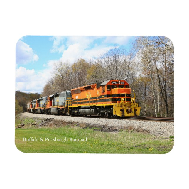 Springtime Train Engine Colorful Souvenir Fridge Magnet (Horizontal)