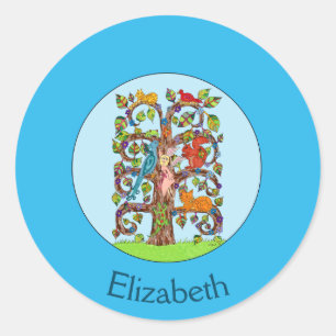 Springtime Tree of Life Personalized Classic Round Sticker
