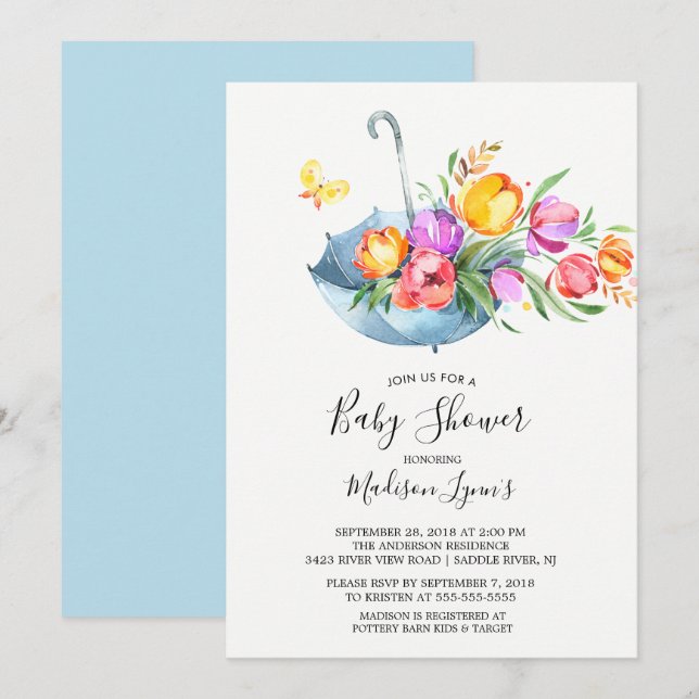 Springtime Tulips Babyl Shower Invitation (Front/Back)