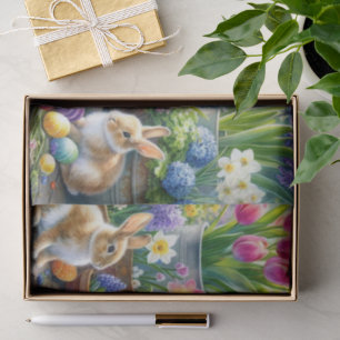 Springtime Tulips Daffodils Bunnies Tissue Paper