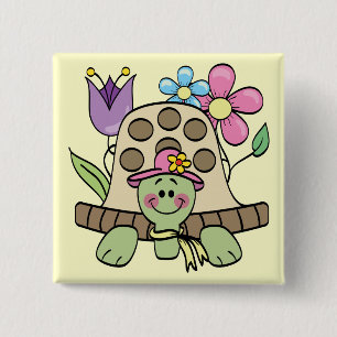 Springtime Turtle Tshirts and Gifts 2 Inch Square Button