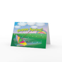 Springtime Umbrella - Greeting Card