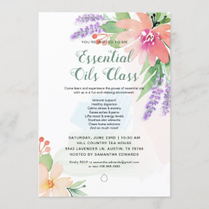 Springtime Watercolor Floral Essential Oils Class Invitation