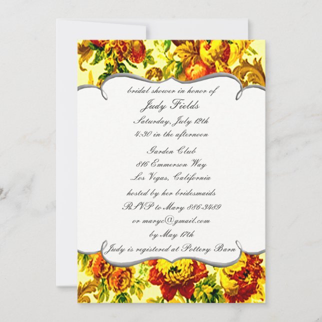 Springtime Wedding Bridal Shower Invitation (Front)