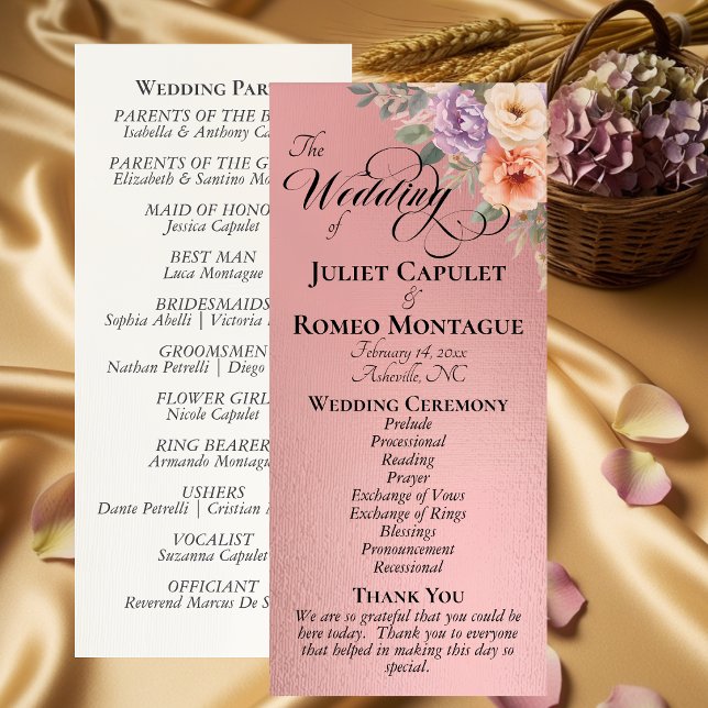 Springtime Wildflowers - Rose Gold Wedding Program (Creator Uploaded)