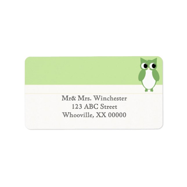 Springy Green Owl Label (Front)