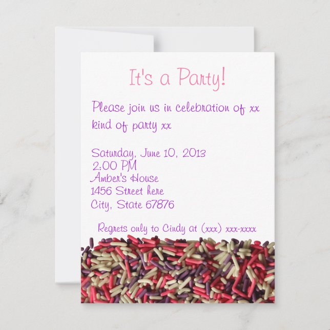 Sprinkings party invitation (Devant)