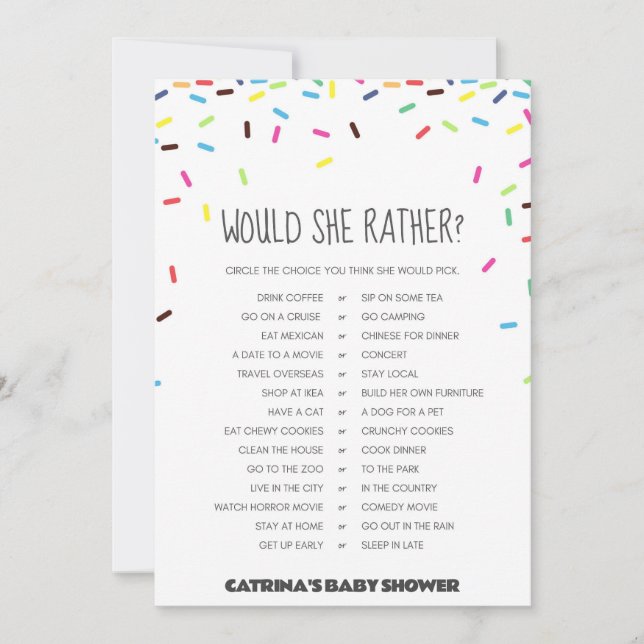 Sprinkle Baby Shower - Editable Name, 5x7 Invitation (Front)