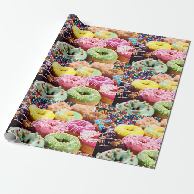 sprinkle balls doughnuts wrapping paper (Unrolled)