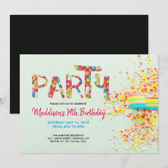 Sprinkle Birthday Party Invitation (Front/Back)