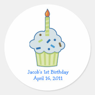 Sprinkle Cupcake 1st First Birthday Favour Sticker